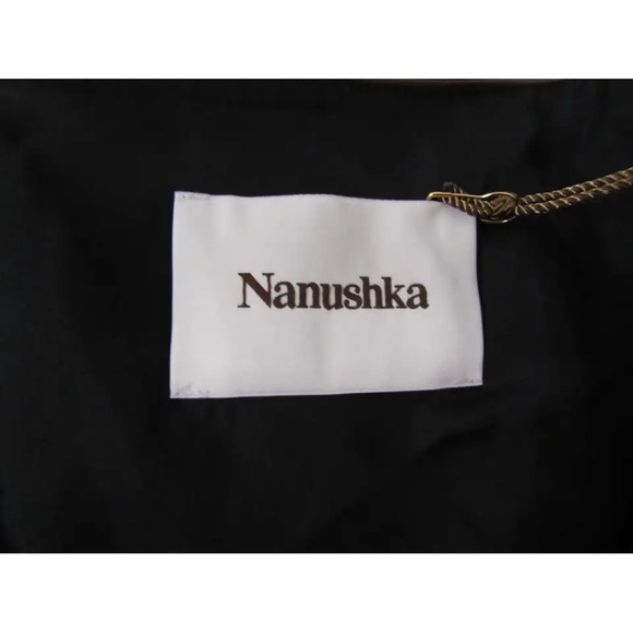 NWT Nanushka Petra Draped Sleeveless Asymmetrical Tank Top Brown Vegan Leather - Picture 14 of 16